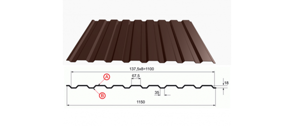 Профнастил коричневый оцинкованный  RAL 8017 С-20 купить недорого в Тарбушево
