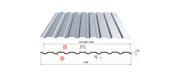Профнастил оцинкованный С-20 1100x3000 купить недорого в Тарбушево